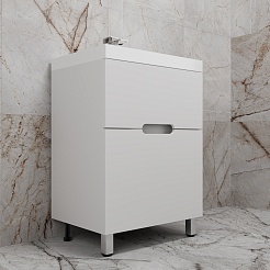 Style Line Тумба с раковиной Матис 60 белая матовая – фотография-4